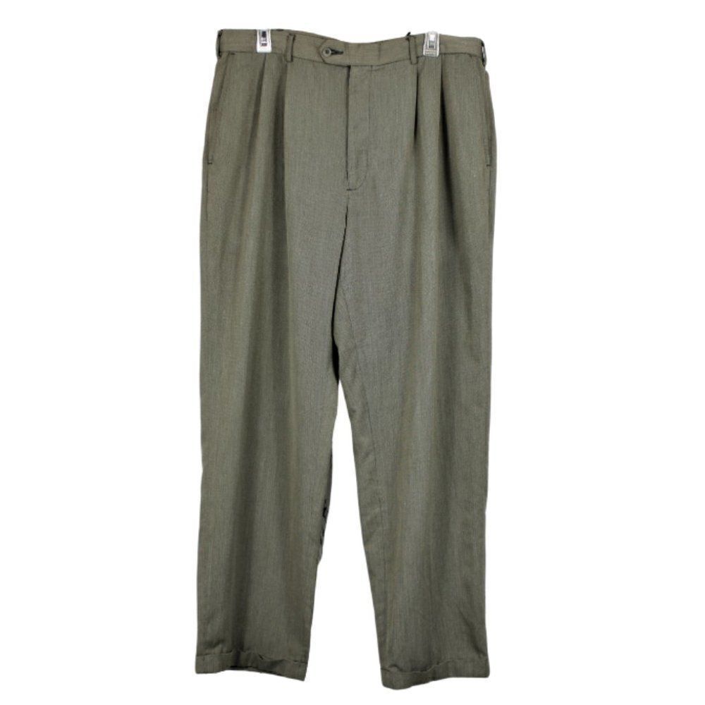 Michael Austin Pants Vintage 90s Pleated Front Cuffed Hem Button Pockets 38X32
